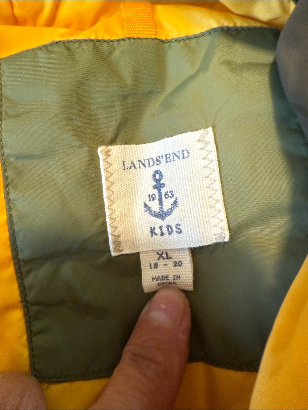 Lands' End kids green hooded puffer jacket , sz XL 18/20 - Picture 2 of 7